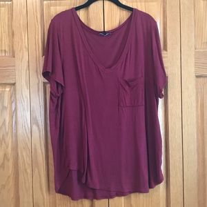 Charlotte Russe Maroon Pocket T-Shirt